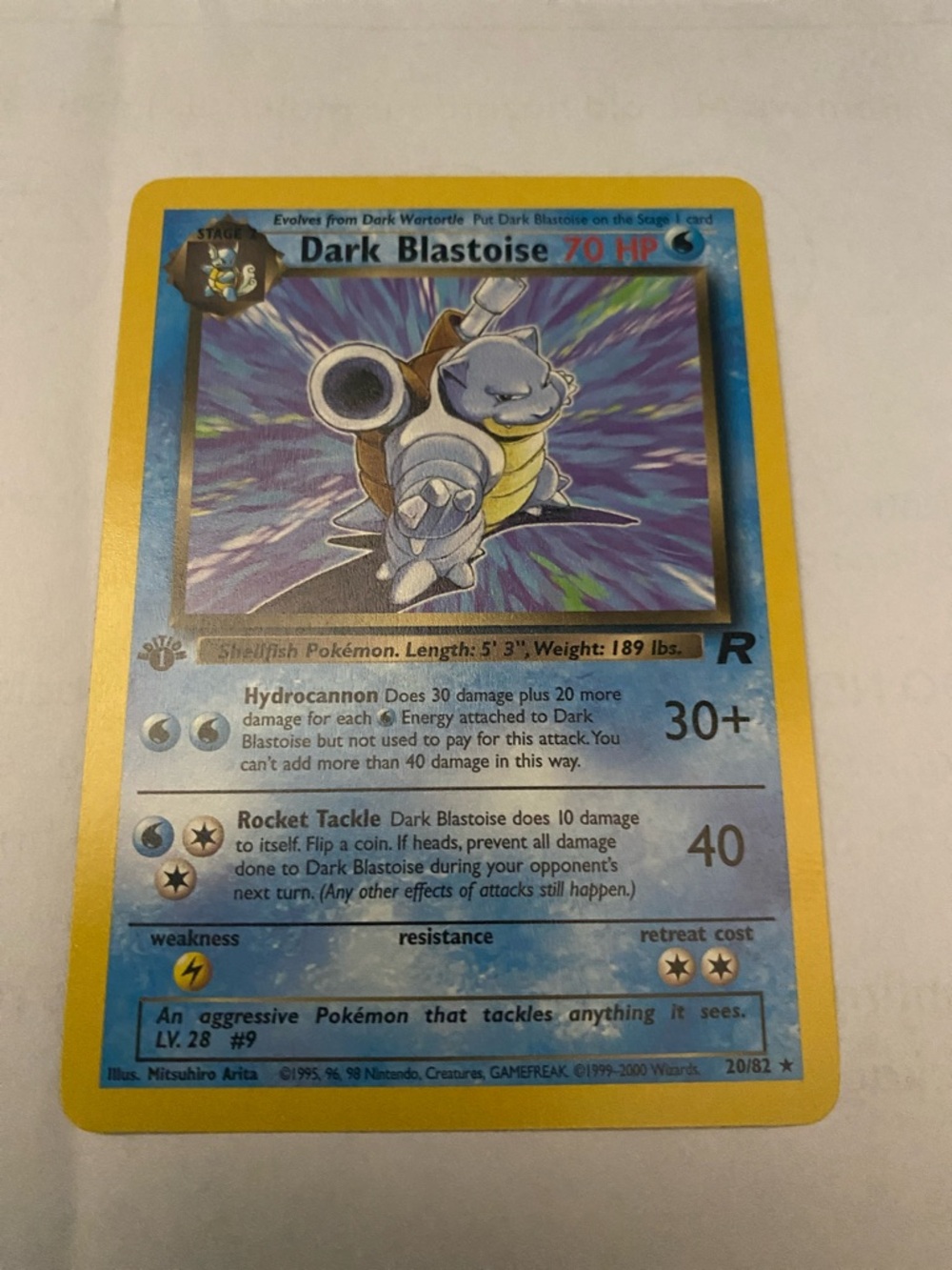 Dark Blastoise Team Rocket 1st Edition 20/82 Pokemon Card
